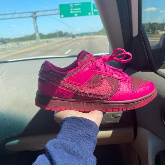 Nike Shoes - Valentines day dunk lows pink and lace